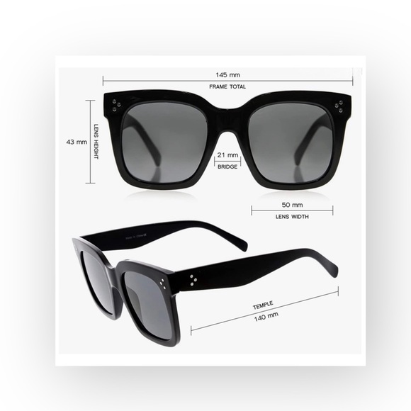 new Retro Oversized Square Sunglasses Sunnies ☻ Shiny Black Smoke Lens ☻ 100% UV - Picture 11 of 16